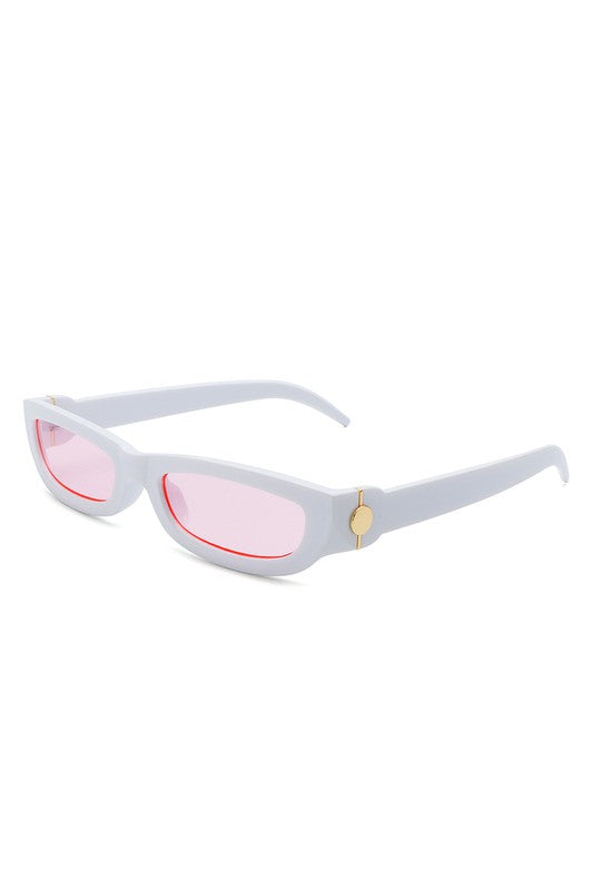 Rectangle Retro Slim Tinted Narrow Sunglasses