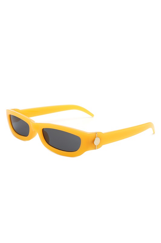 Rectangle Retro Slim Tinted Narrow Sunglasses