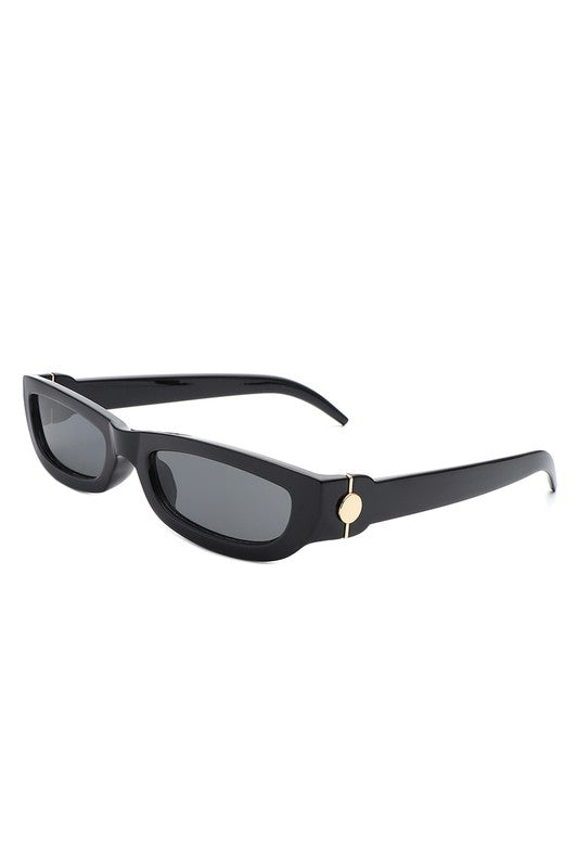 Rectangle Retro Slim Tinted Narrow Sunglasses