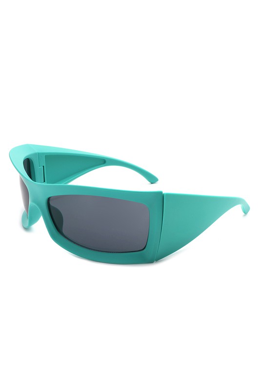 Square Retro Chunky Wrap Around Sunglasses