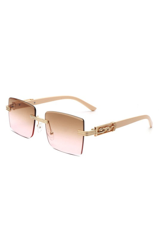 Rimless Square Retro Tinted Fashion Sunglasses