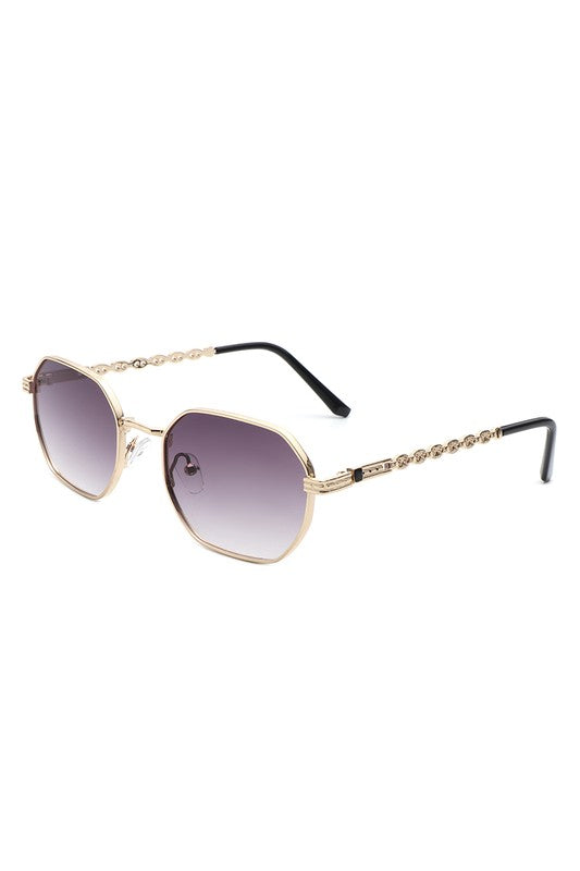 Geometric Round Chain Link Design Sunglasses