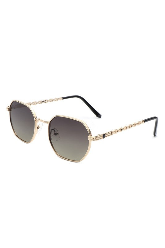 Geometric Round Chain Link Design Sunglasses