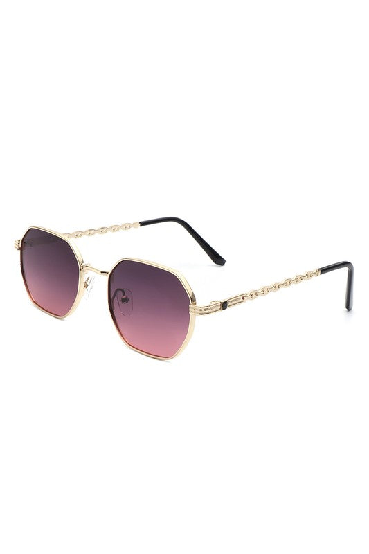 Geometric Round Chain Link Design Sunglasses