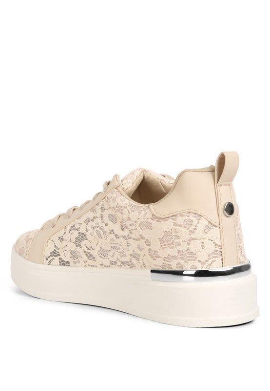 Flakes Lace Detail Low Platform Sneakers