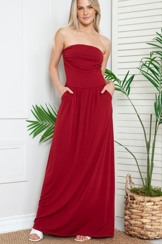 Plus Solid Tube Maxi Dress