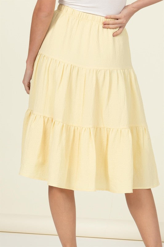 CALL IT A DAY TIERED MIDI SKIRT