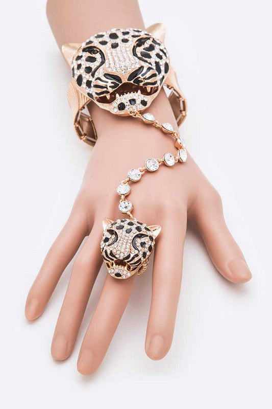 Crystal Cheetah Iconic Ring Bracelet