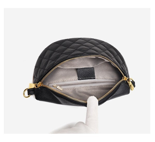 Myra Quilted Leather Crescent Sling Bag