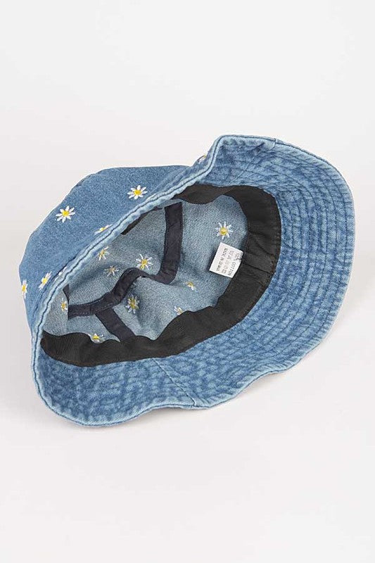 Flowre Embroidered Denim Bucket Hat