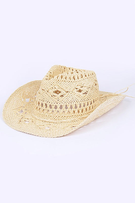 Crochet Straw Cowboy Hat