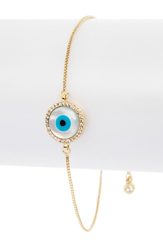 MOP Evil Eye Bolo String Bracelet