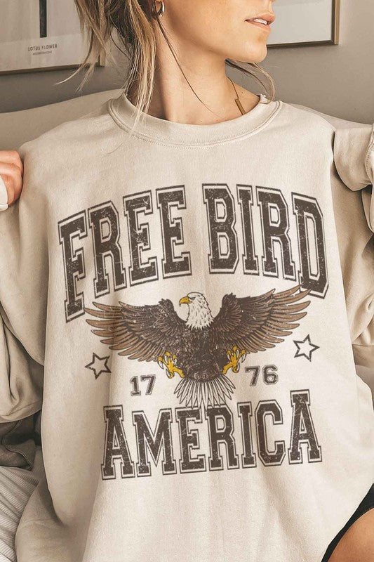 FREE BIRD AMERICA OVERSIZED GRAPHIC SWEATSHIRT