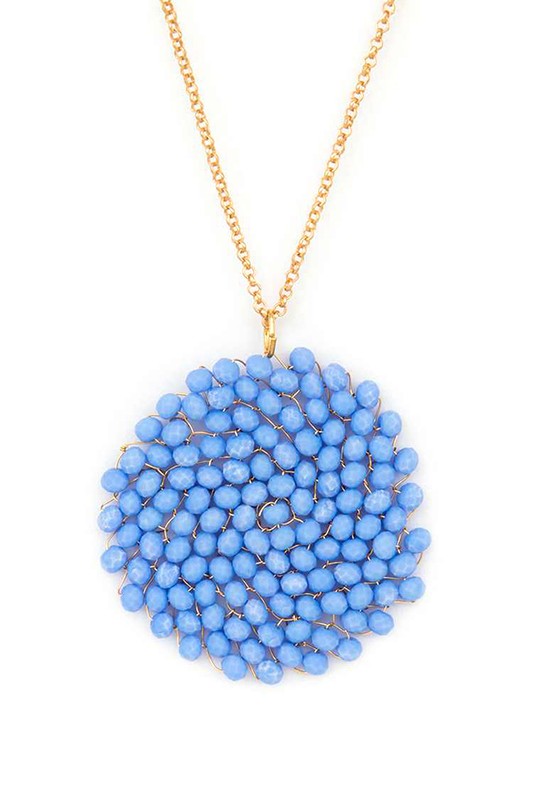 Wired Crystal Iconic Disk Pendant Necklace