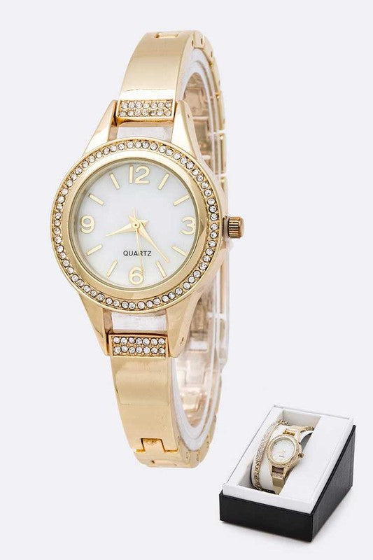 Crystal Bezel Bracelet Watch Set