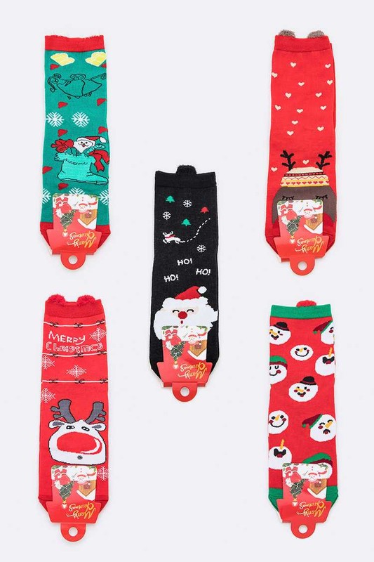 Christmas Theme Cotton Socks Set