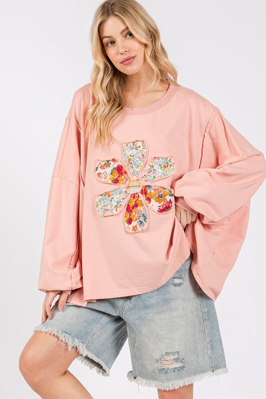 SAGE + FIG Flower Patch Dropped Shoulder Oversize Top