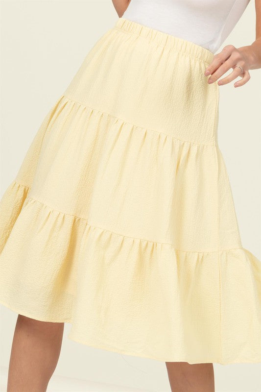 CALL IT A DAY TIERED MIDI SKIRT