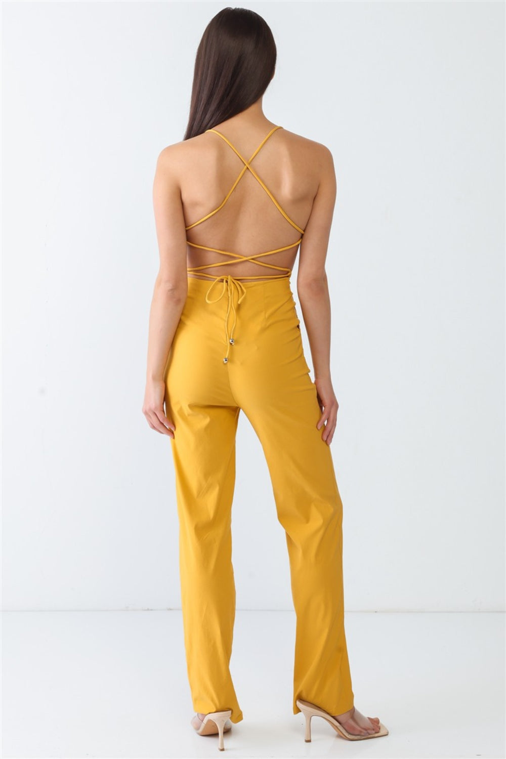 Doreli Group Backless Tied Spaghetti Strap Sleeveless Jumpsuit