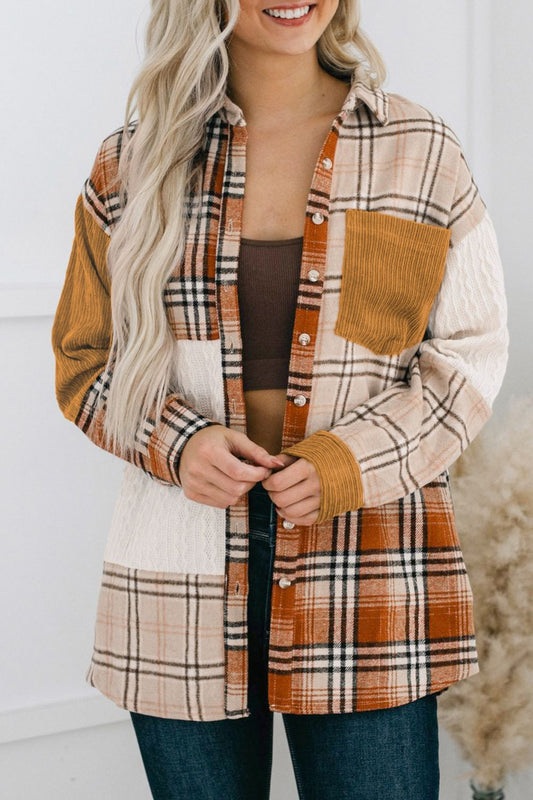 Plaid Button Up Long Sleeve Shacket