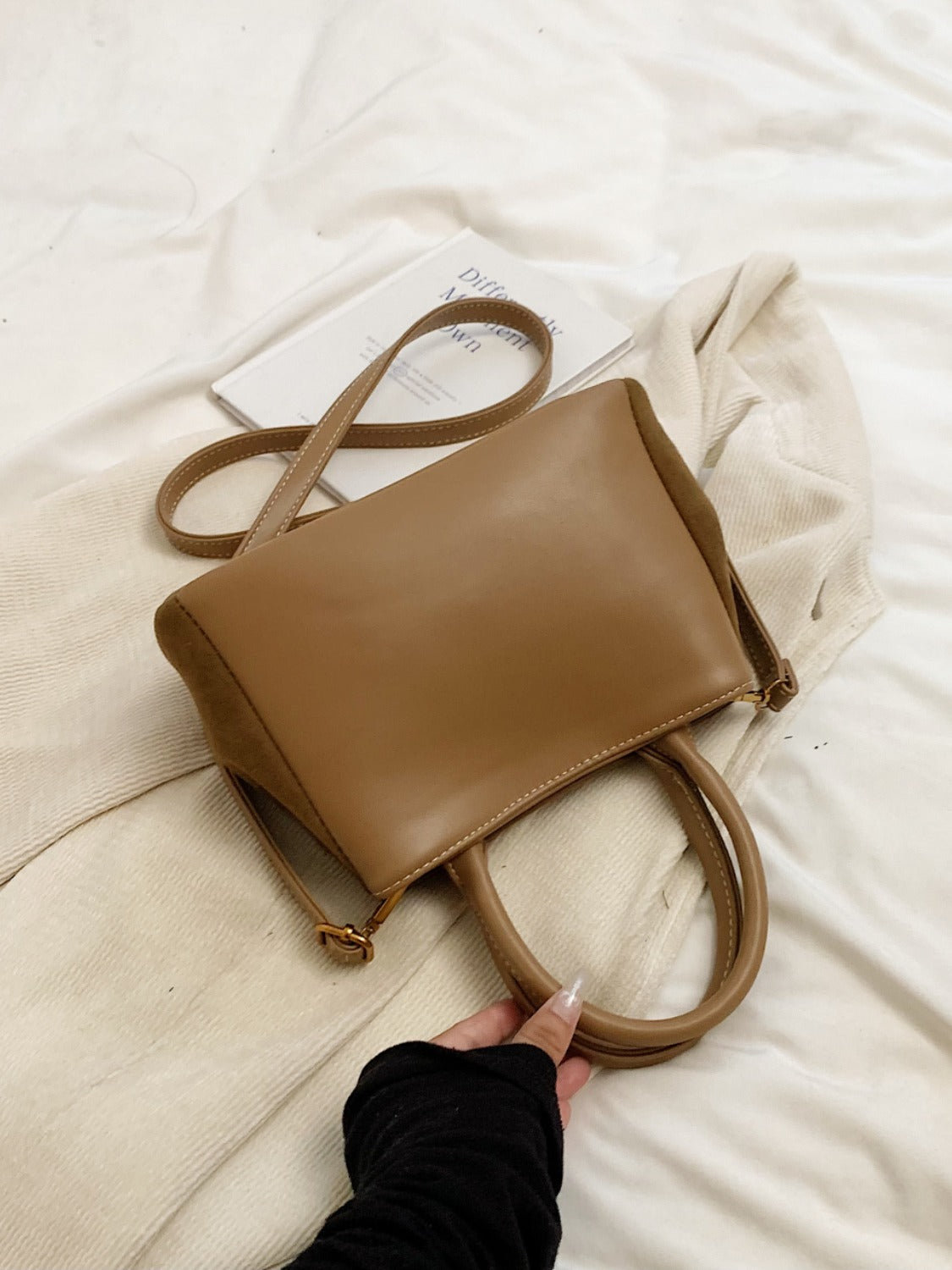 Suede Adjustable Strap Double-Use Handbag