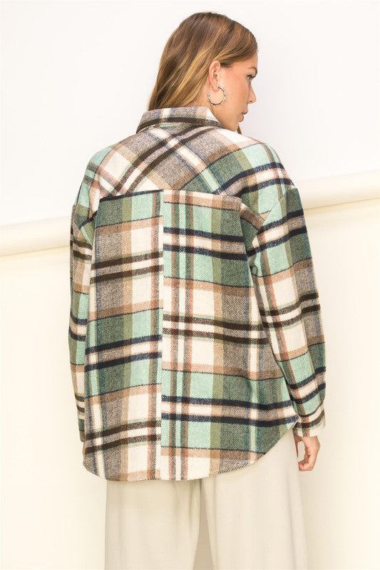 SWEET COMFORT PLAID PATTERN SHACKET