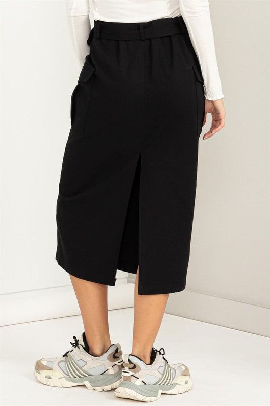 PROFESSIONAL POISE  BUCKLED BELT CARGO SKIRT