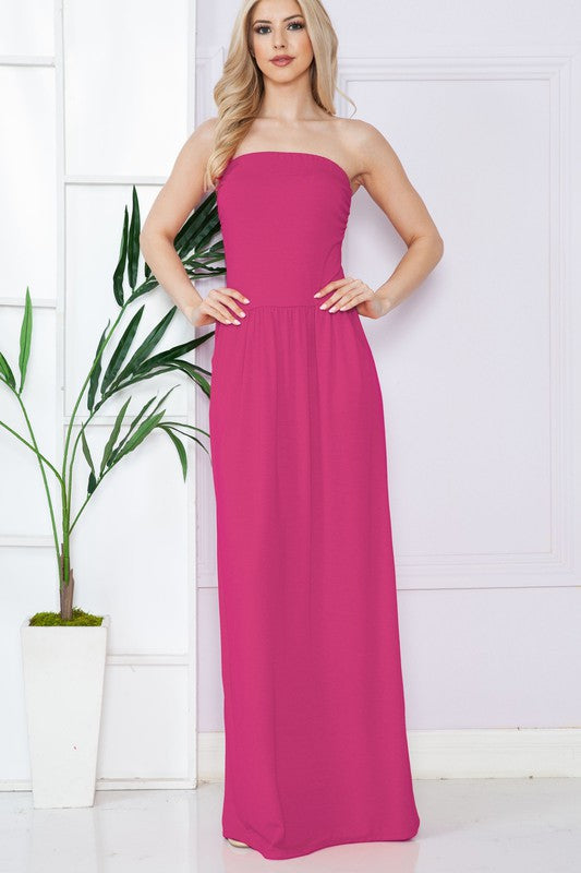 Plus Solid Tube Maxi Dress