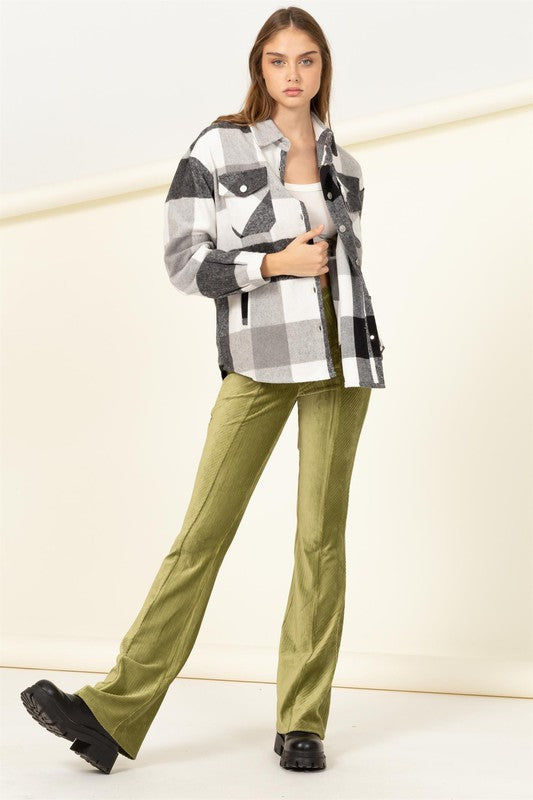 CLASSY MISS CHECKERED-PRINT OVERSIZED SHACKET