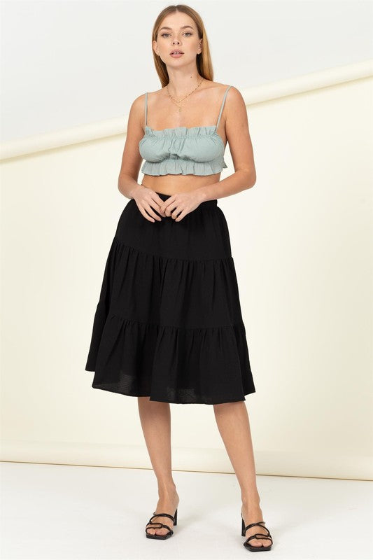 CALL IT A DAY TIERED MIDI SKIRT