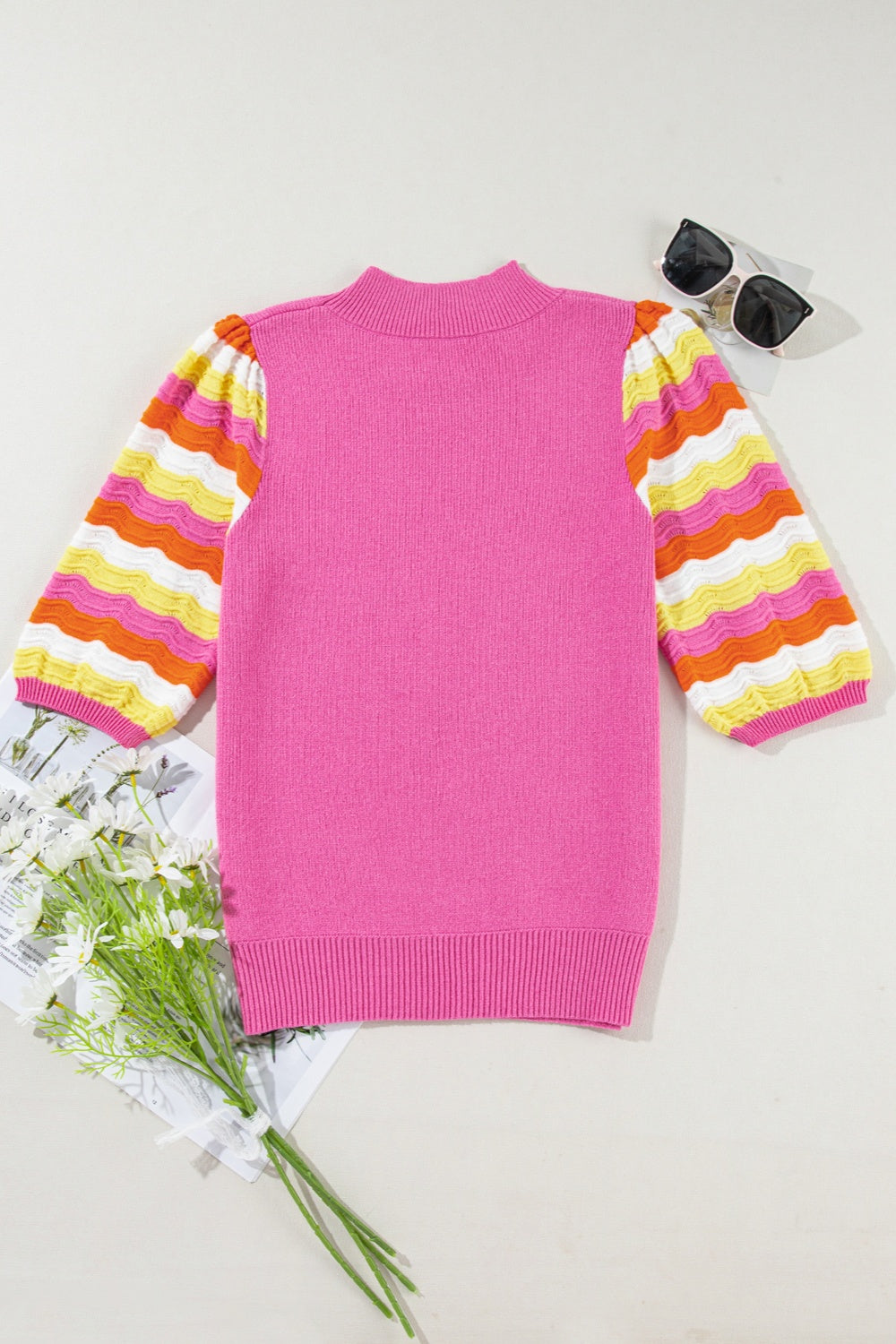 Contrast Half Sleeve Knit Top