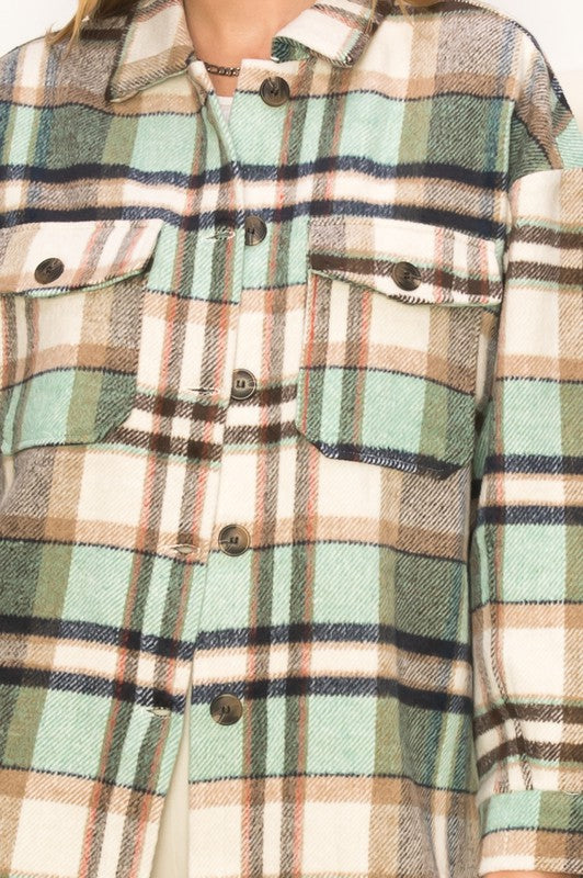 SWEET COMFORT PLAID PATTERN SHACKET