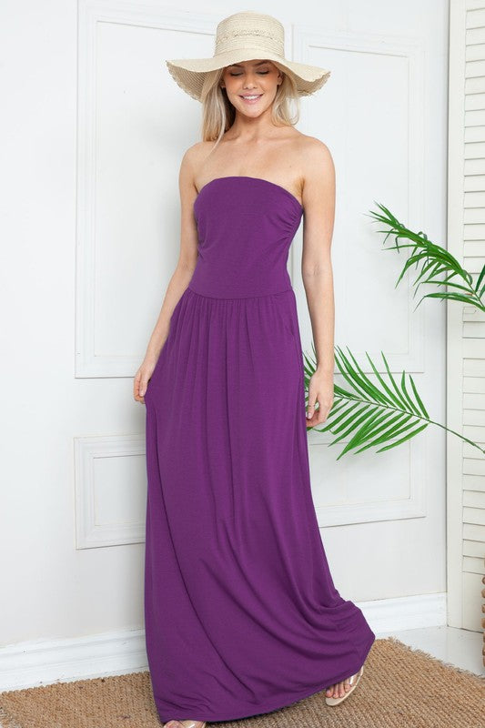 Plus Solid Tube Maxi Dress