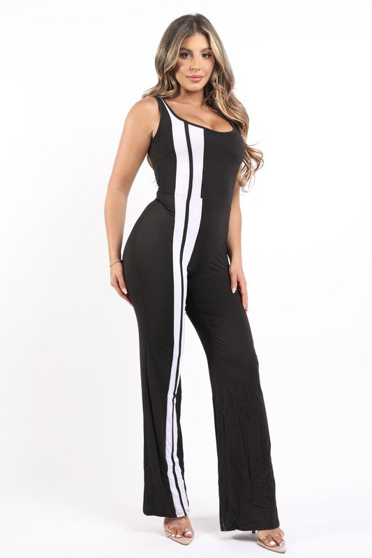 Color Blocked Flare Jumpsuit