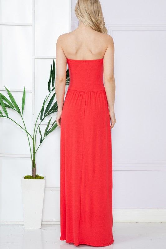 Plus Solid Tube Maxi Dress