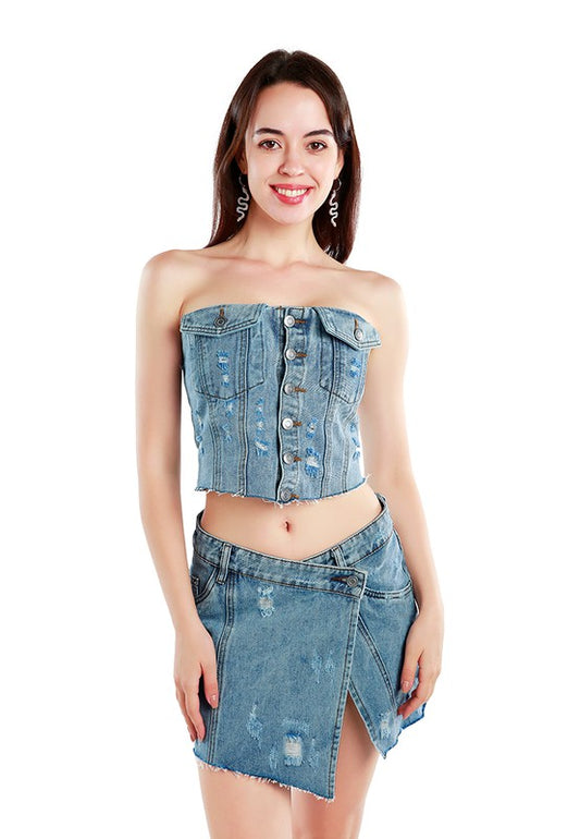 Denim Corset Tube Top