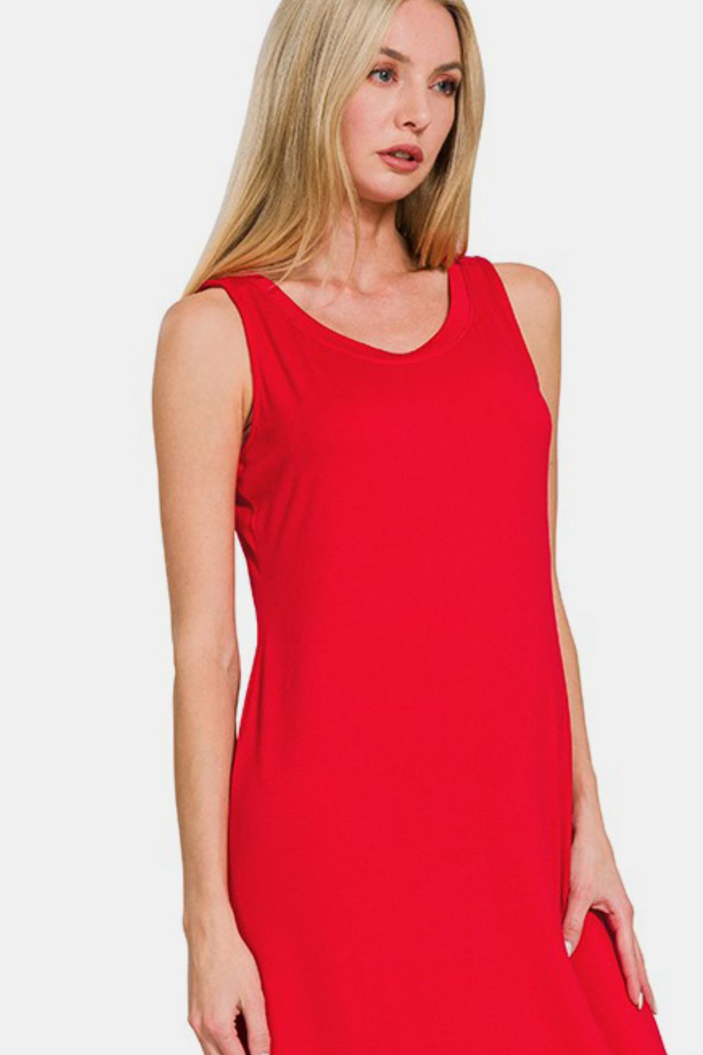 Zenana Scoop Neck Wide Strap Tank Dress