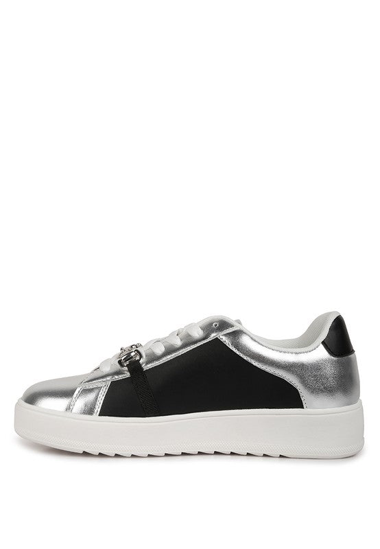 Nemo Contrasting Metallic Faux Leather Sneakers