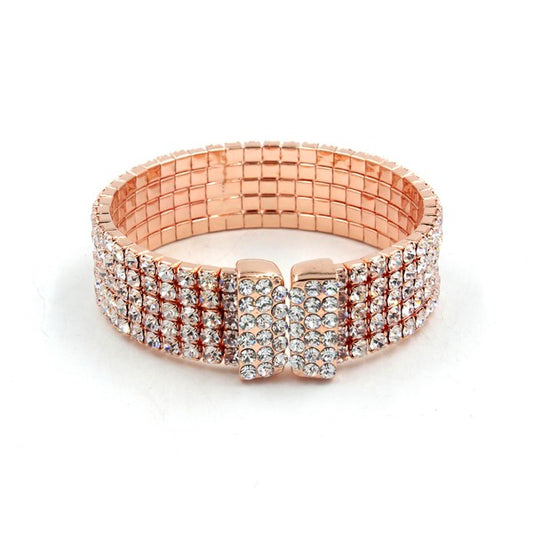 ADJUSTABLE RHINESTONE ENCRUSTED CUFF BRACELET