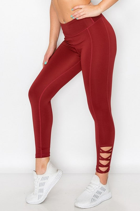 Lattice Ankle Cutout Activewear Leggings