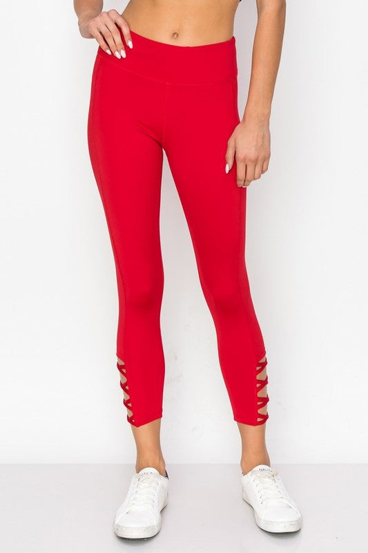 Lattice Ankle Cutout Activewear Leggings