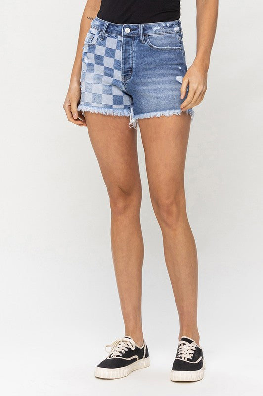 HIGH RISE 2TONE STRETCH SHORTS