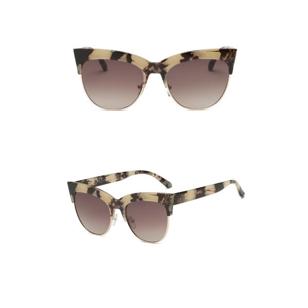 Women Half Frame Cat Eye Sunglasses