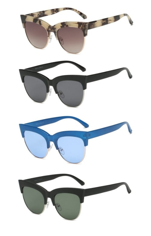 Women Half Frame Cat Eye Sunglasses