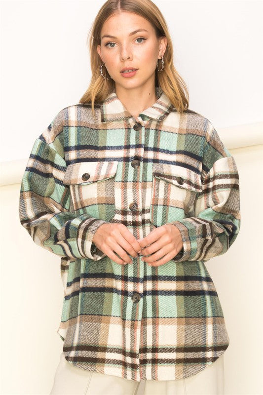 SWEET COMFORT PLAID PATTERN SHACKET