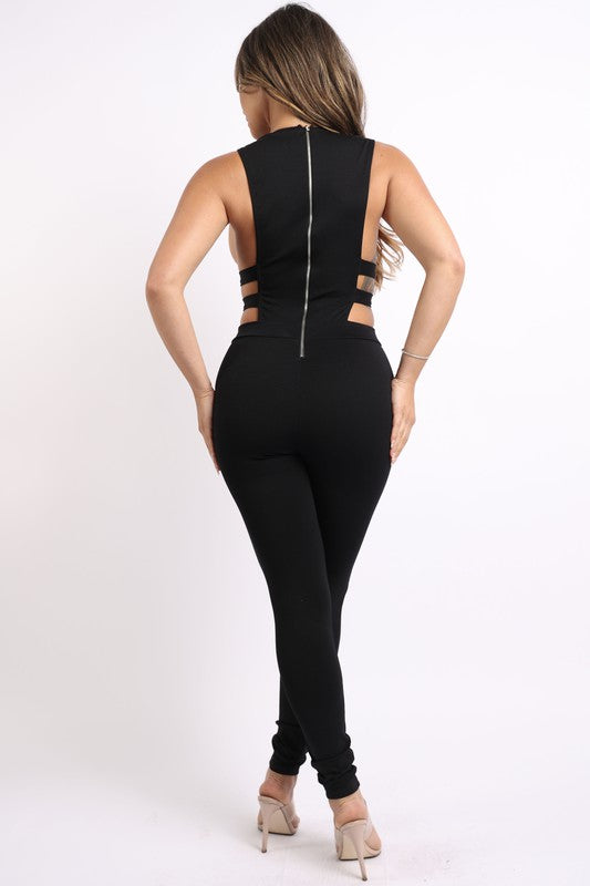 Cut Out Detailed Zipper Back Jumpsuit