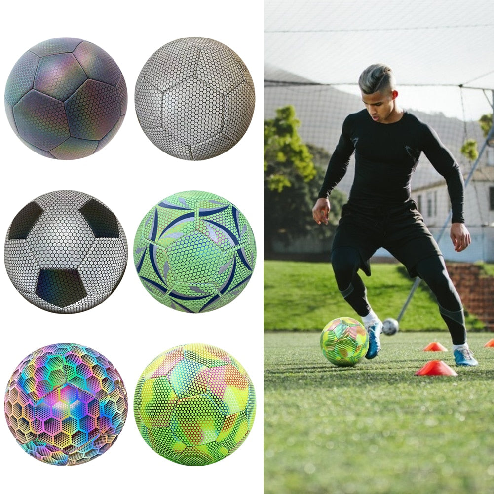 Glow In The Dark Soccer Ball, Luminous Reflective Football, Glowing Soccer Ball, Holographic Ball, Sporting Ball, Practice Training Ball