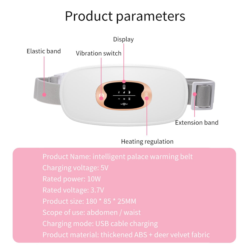 Heated Menstrual Waist Belt, Massaging  Heating Pad, Back Pain Relief