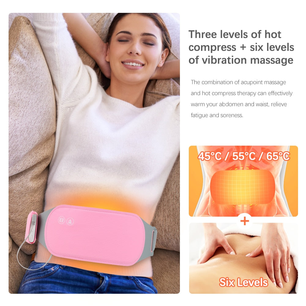 Heated Menstrual Waist Belt, Massaging  Heating Pad, Back Pain Relief