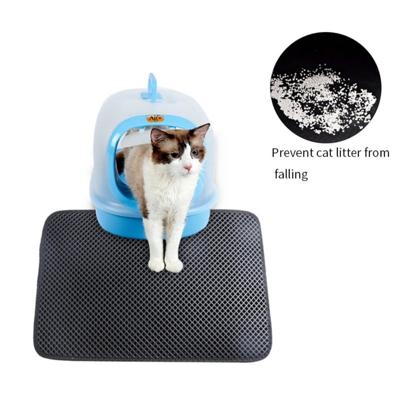 Non-Slip Pet Cat Litter Mat,  Double Layer Cat Litter Mat, Waterproof Pet Litter Cat Mat